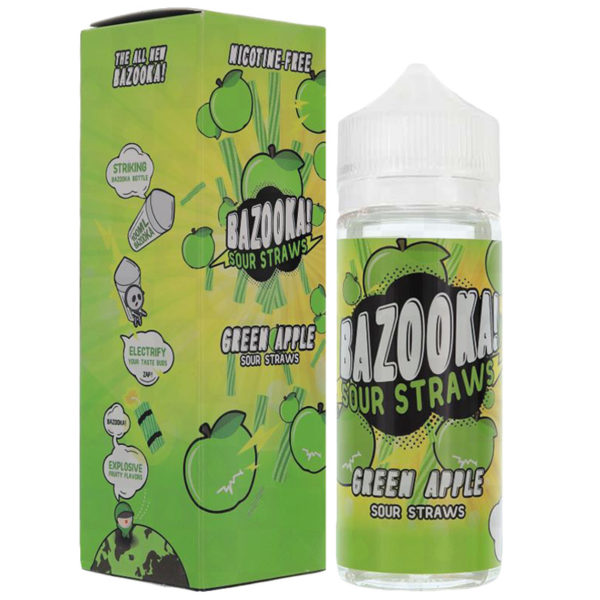 GREEN APPLE SOUR STRAWS E-LIQUID BY BAZOOKA 100ML ...