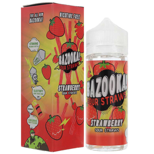 STRAWBERRY  SOUR STRAWS E-LIQUID BY BAZOOKA 100ML ...