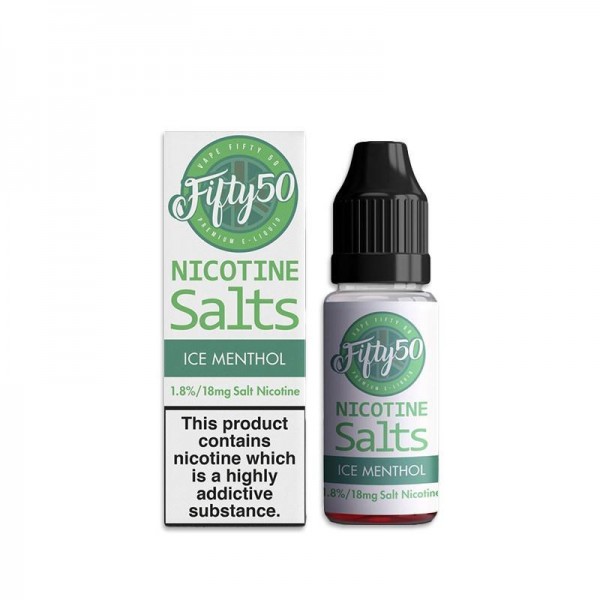 ICE MENTHOL NICOTINE SALT E-LIQUID BY FIFTY50 SALT...